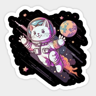 Cat in Space Funny Cat Gift Retro Vintage Funny Cat Sticker